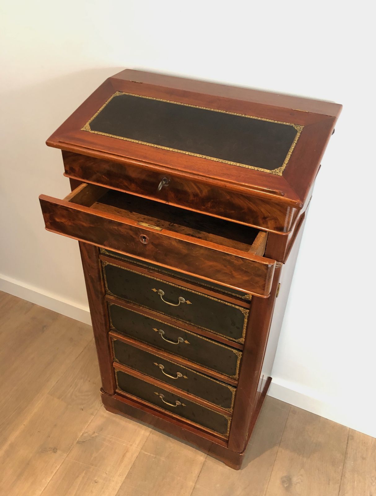 Mahogany And Leather Notary Cabinet photo Furniture