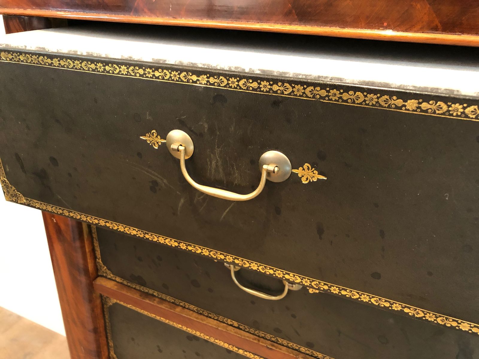 Furniture Mahogany And Leather Notary Cabinet photo