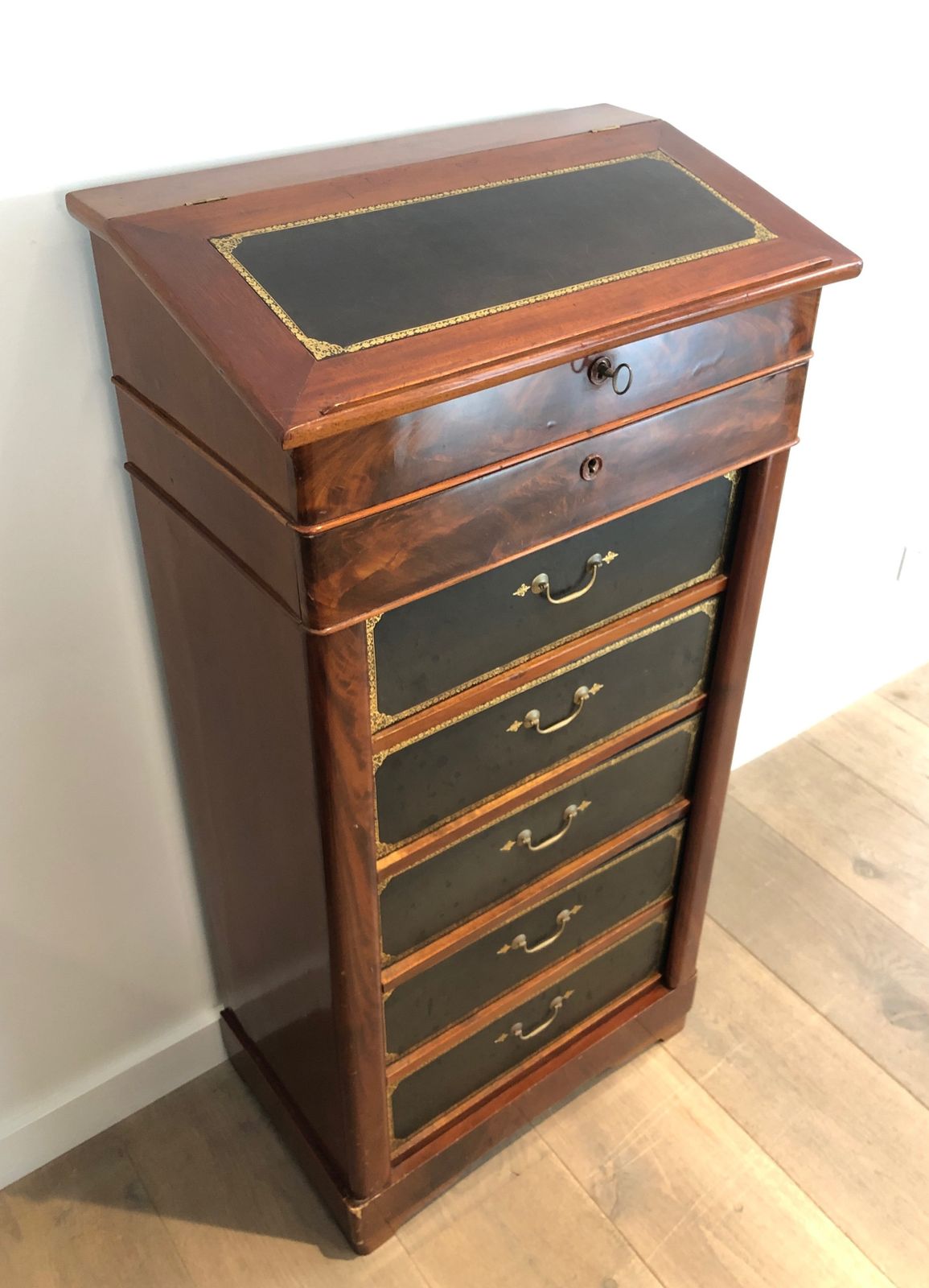 2250.0 Mahogany And Leather Notary Cabinet photo