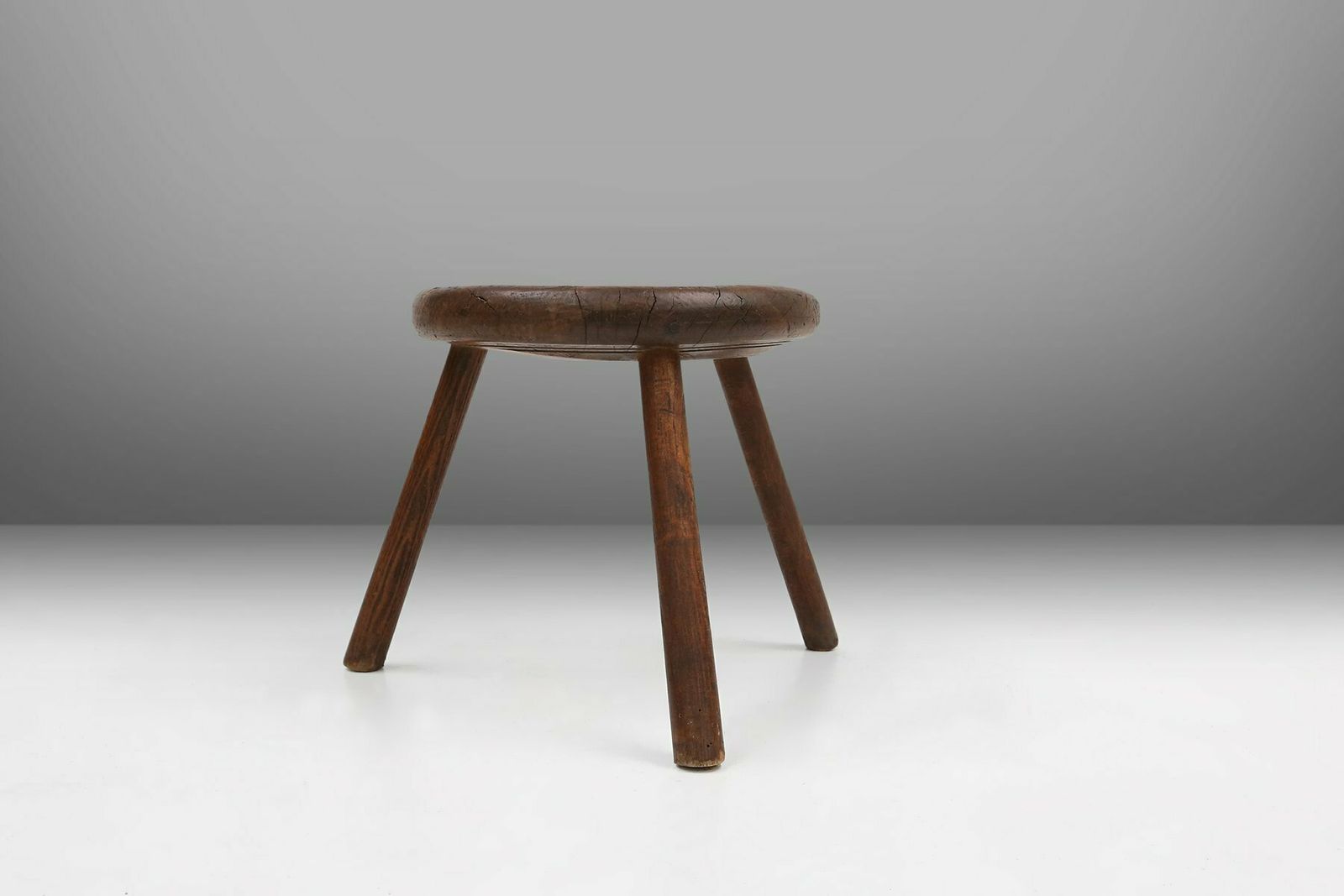 Hand Carved Wood Tripod Stool, France, 1900s photo vinterior