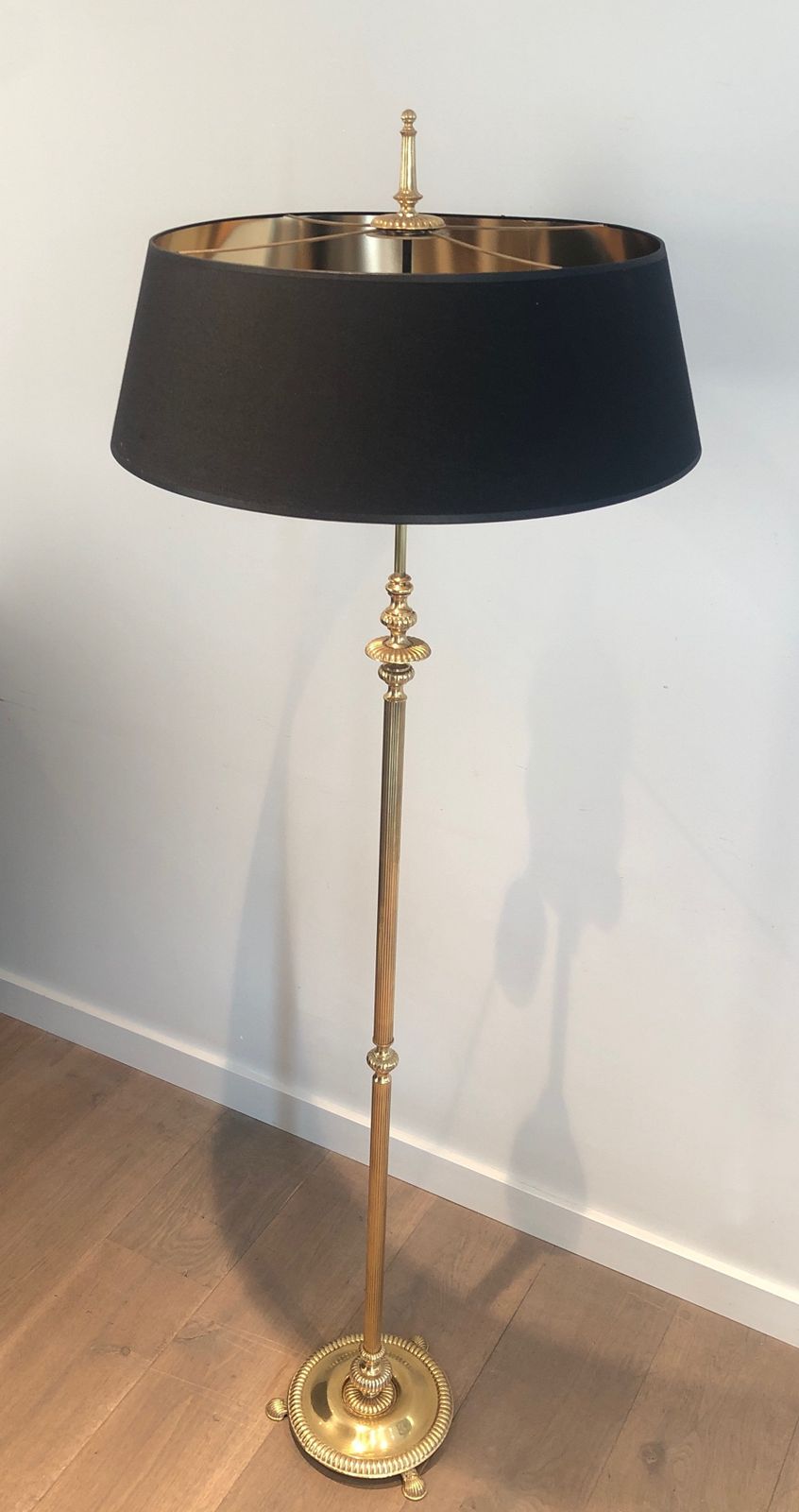 Neoclassical Style Parquet Floor Lamp In Brass In The Style Of Maison Jansen photo for sale