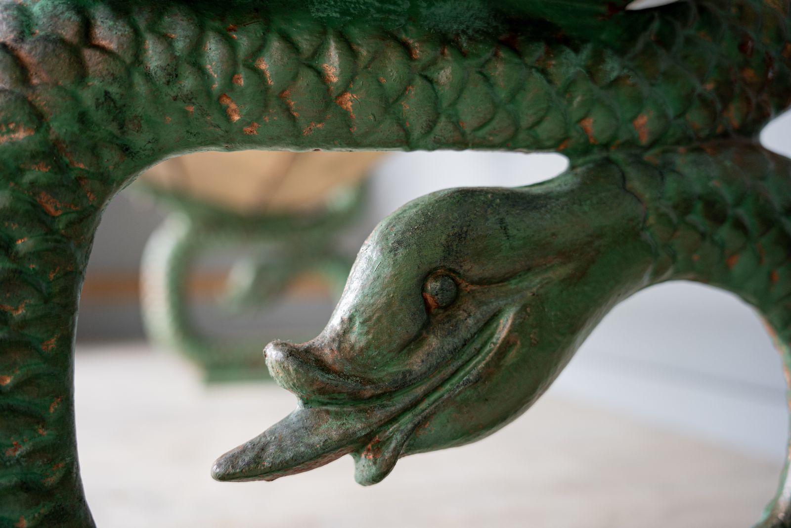 Cast Iron Serpent Garden Bench photo for sale