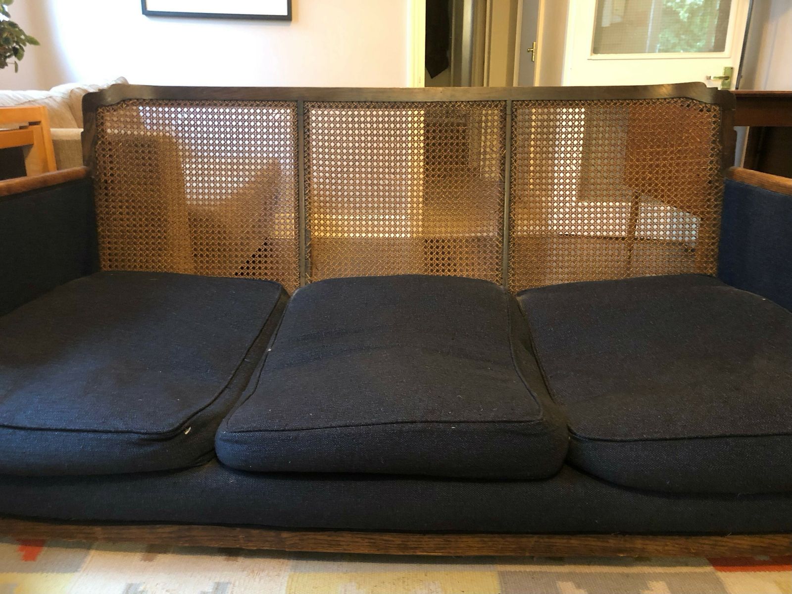 1920s Edwardian Cane / Wooden Frame 3 Seater Sofa photo 250.0