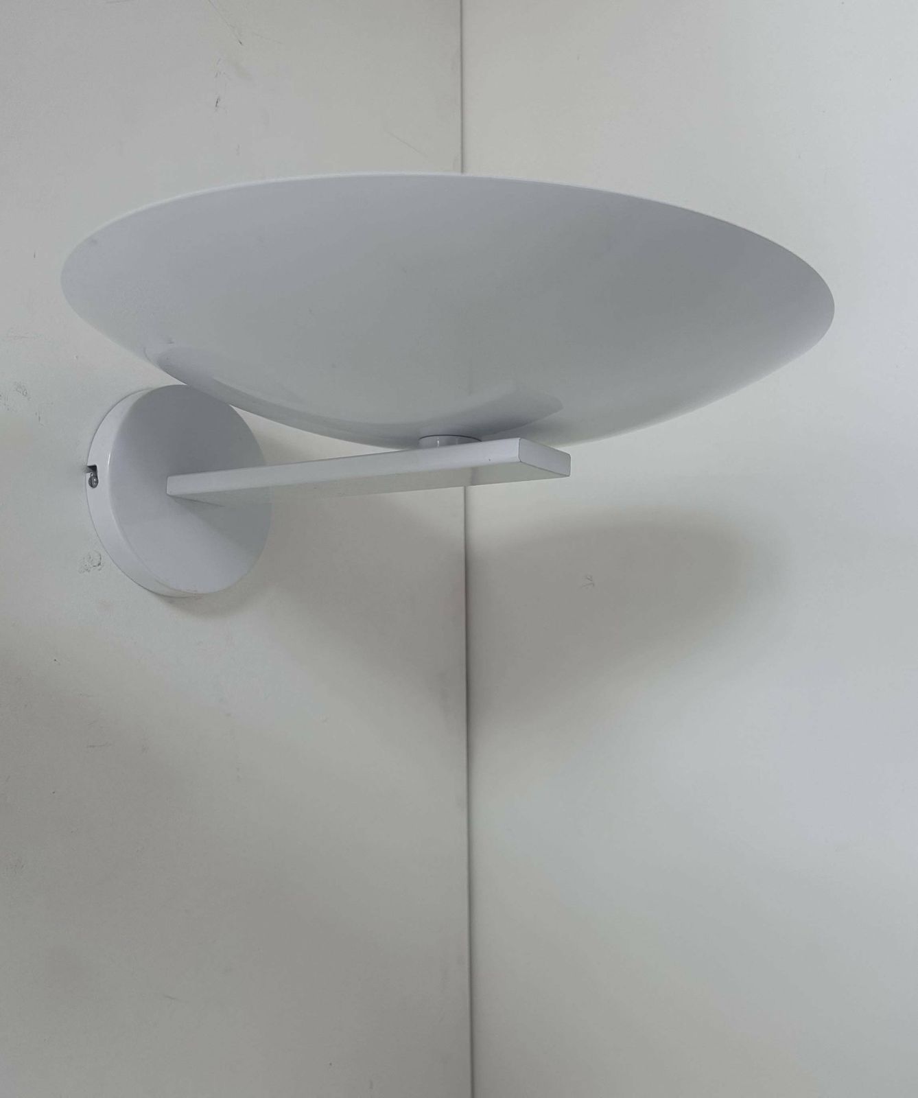 Pair Of Vintage Wall Lights, White Lacquered Metal, France 1970 photo for sale
