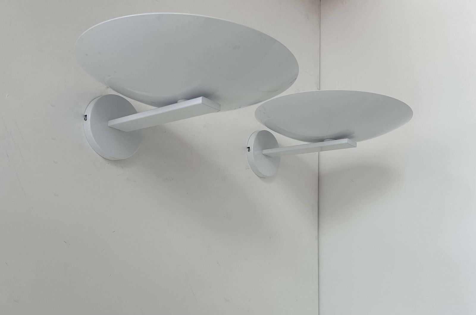 photo for sale Pair Of Vintage Wall Lights, White Lacquered Metal, France 1970