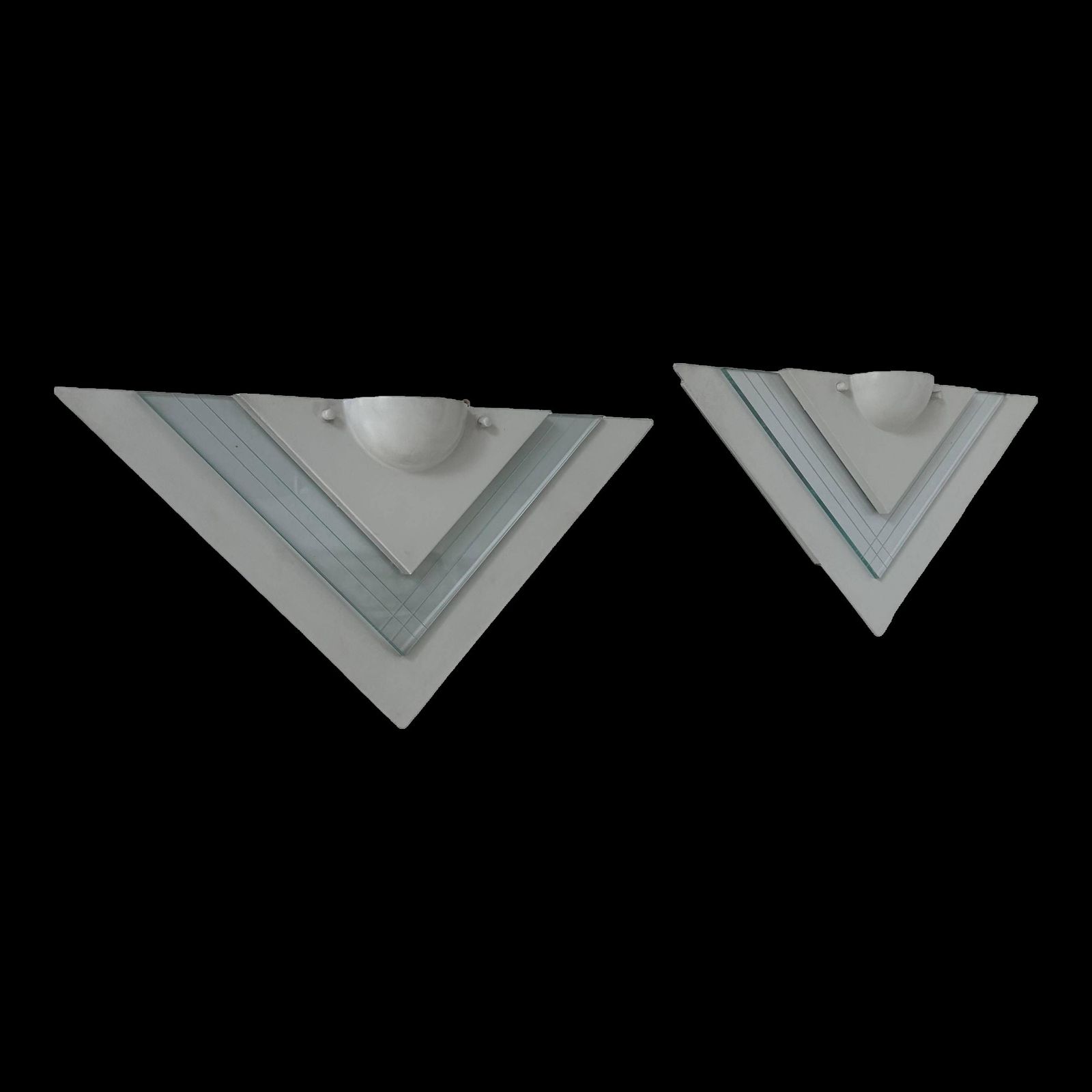 Pair Of Vintage Wall Lights, White Lacquered Metal And Glass, Germany 1970