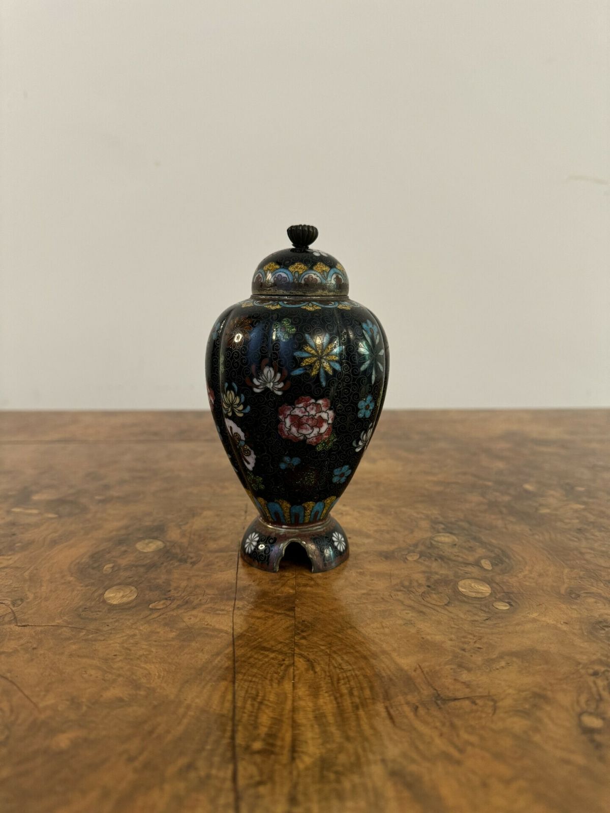 Lovely Pair Of Antique Cloisonne Lidded Vases photo 495.0