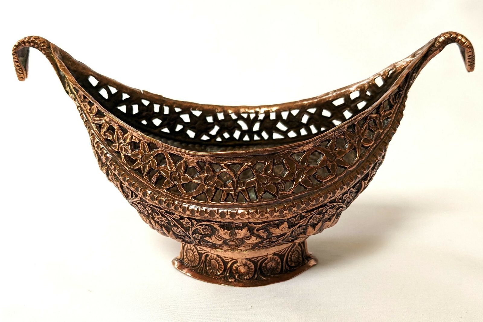 Antique Islamic Copper Kashkul Begging Bowl From Kashmir photo furniture
