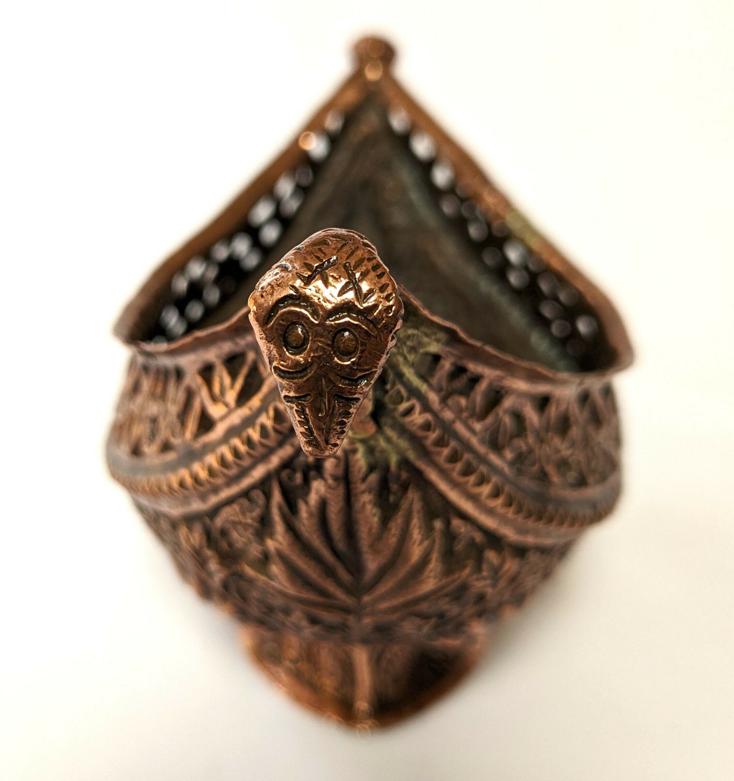 Antique Islamic Copper Kashkul Begging Bowl From Kashmir photo buy