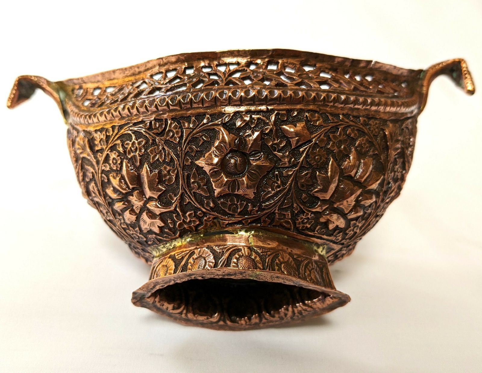 photo for sale Antique Islamic Copper Kashkul Begging Bowl From Kashmir
