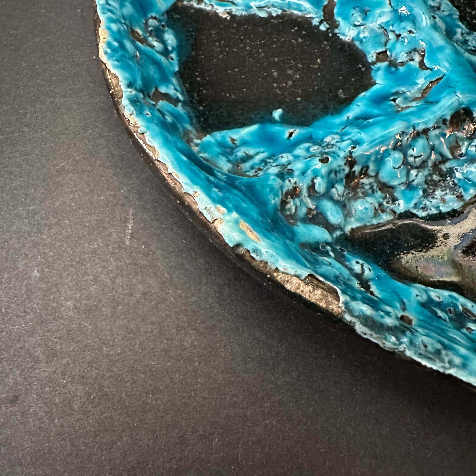 Incredible ‘Vallauris’ 1960’s Entre Plates Fantastic Crusty Turquoise Pair (2) photo vintage