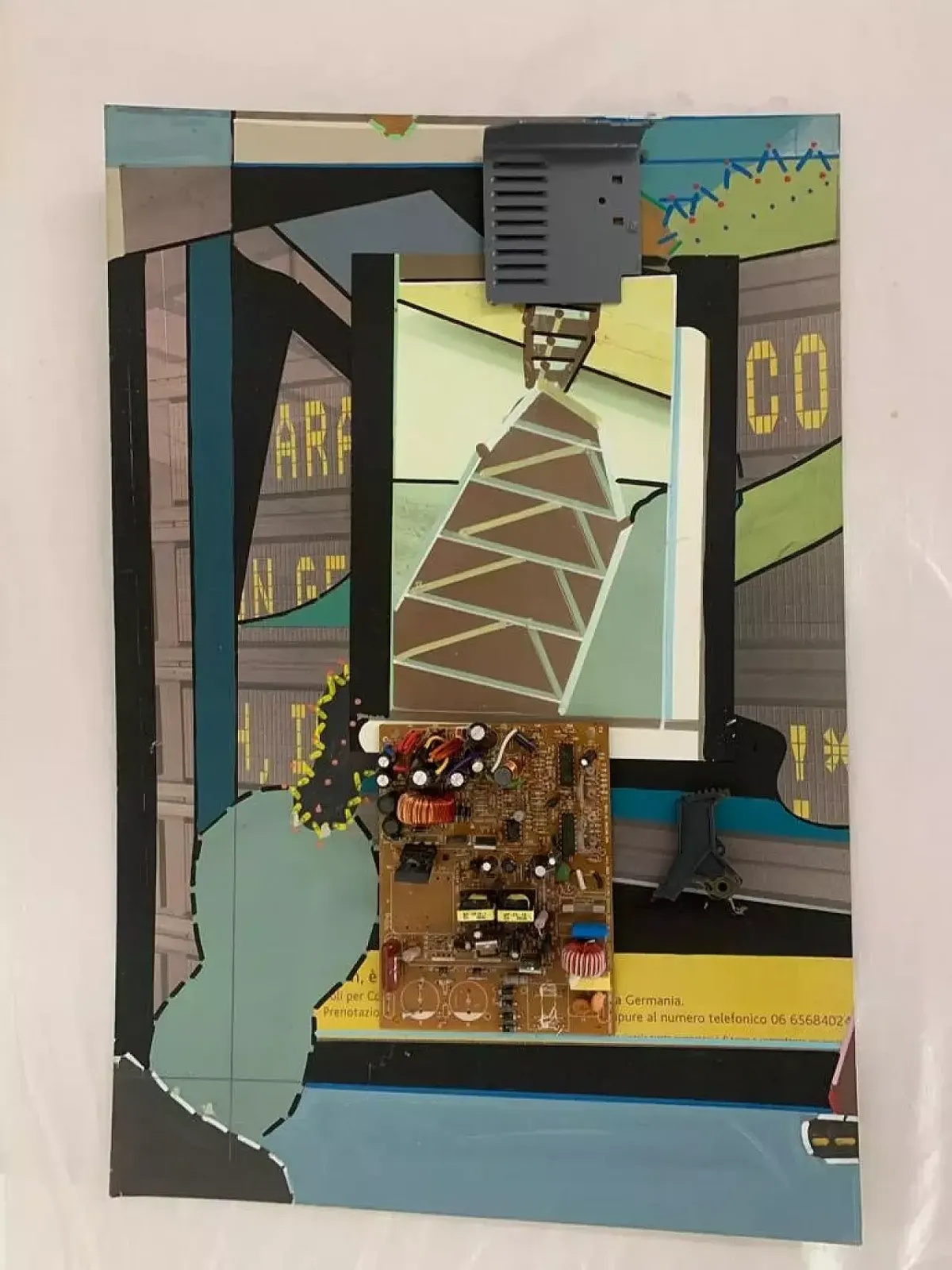 Renato Volpini, Composition, Mixed Media Work On Panel, 1970 photo furniture