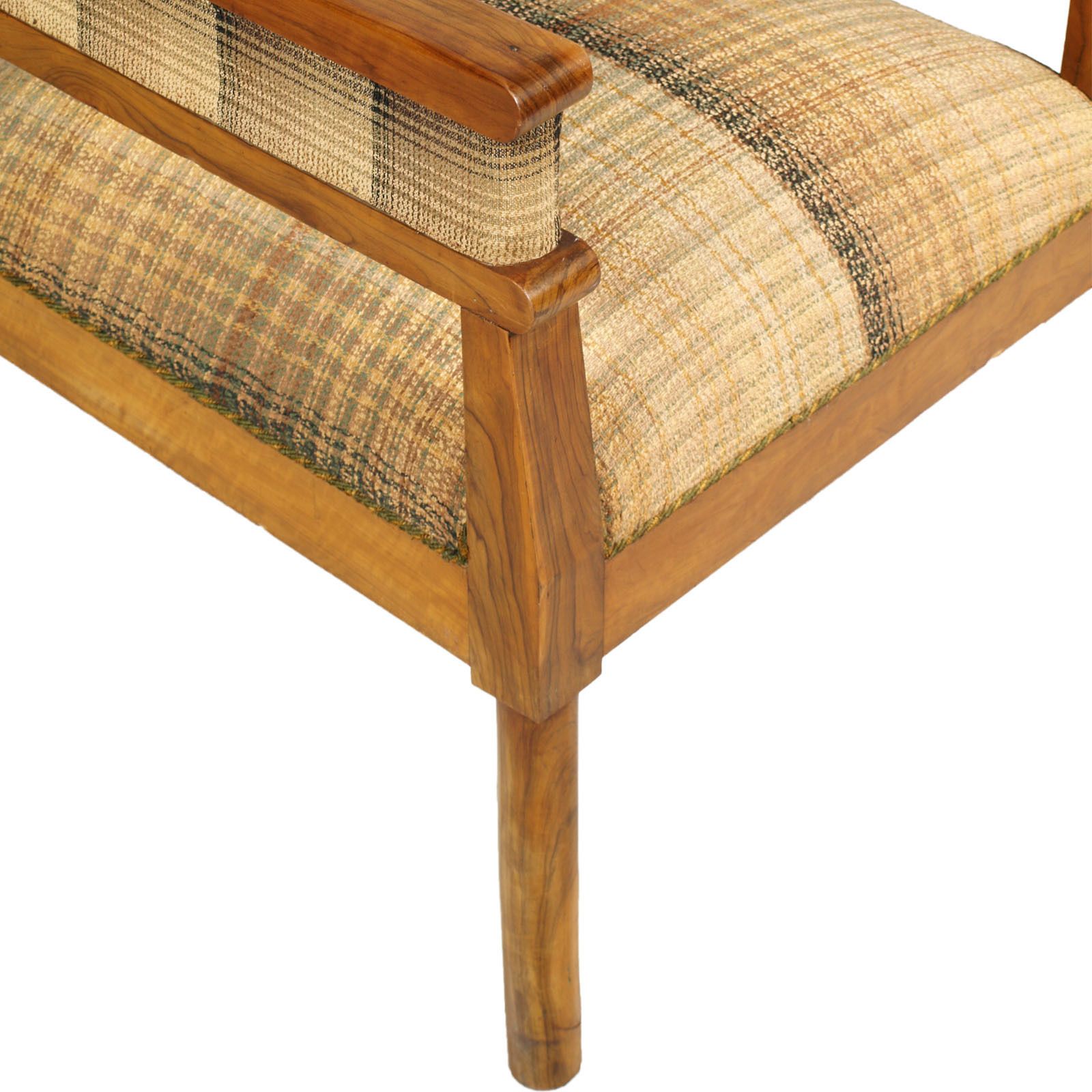 photo furniture Italy Early 20th Century Art Deco Pair Armchairs, Solid Olive Wood, Wax Polished