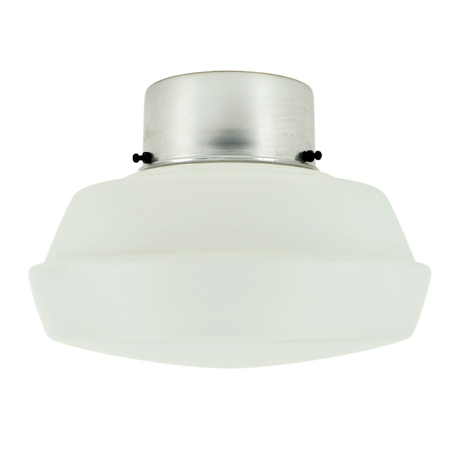 Art Deco Flush Mount Bauhaus Ceiling Light Mid Century Modern | White Satined Glass Aluminum Bathroom Lamp Modernist Minimalist 1930s 1950s