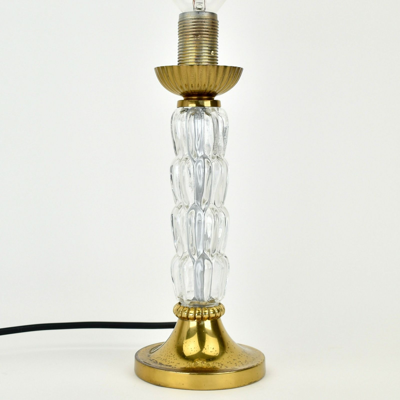 Mid Century Modern Tafellamp Met Bubbelglas En Messing | Vintage Helena Tynell Hollywood Regency Mcm Atomic Age Orrefors Fagerlund Retro photo for sale