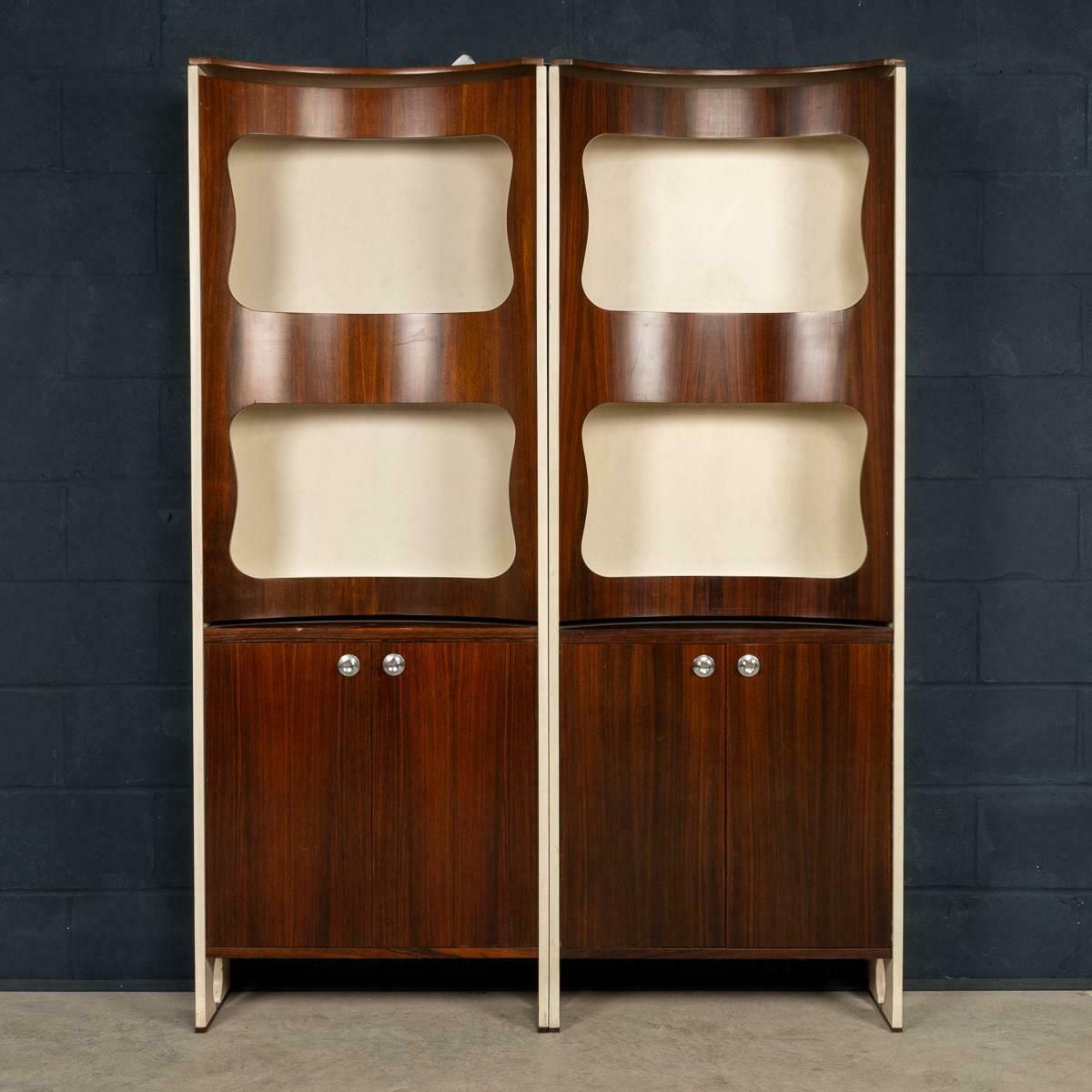 photo furniture 20th Century Italian Standing Dry Bar In Hardwood & Cream Laminate C.1970