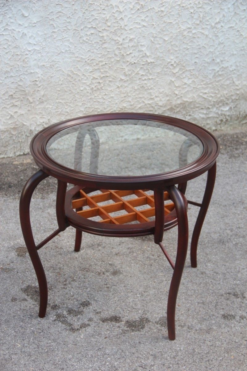 Paolo Buffa Round Italian Coffee Table Mid Century Italian Design 1950 Mahogany photo furniture