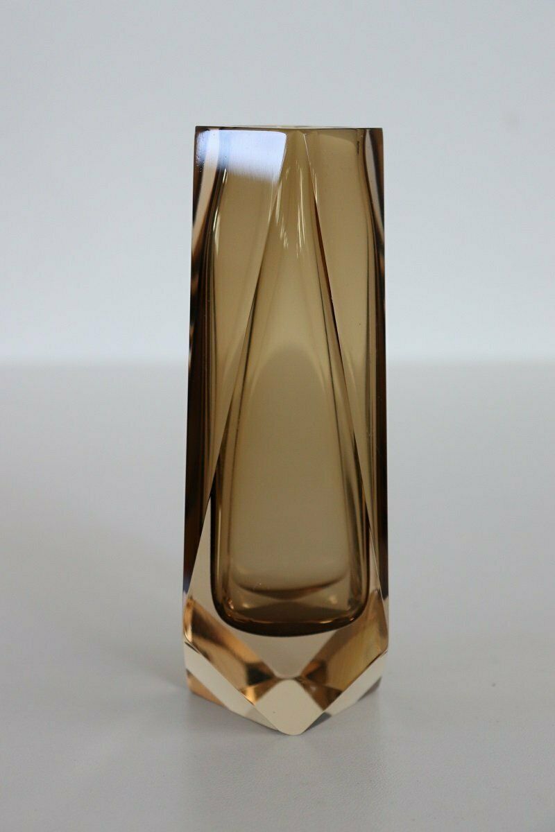 Murano Art Glass Smoked Amber Vase By Alessandro Mandruzzato, 1960s photo 1156.0