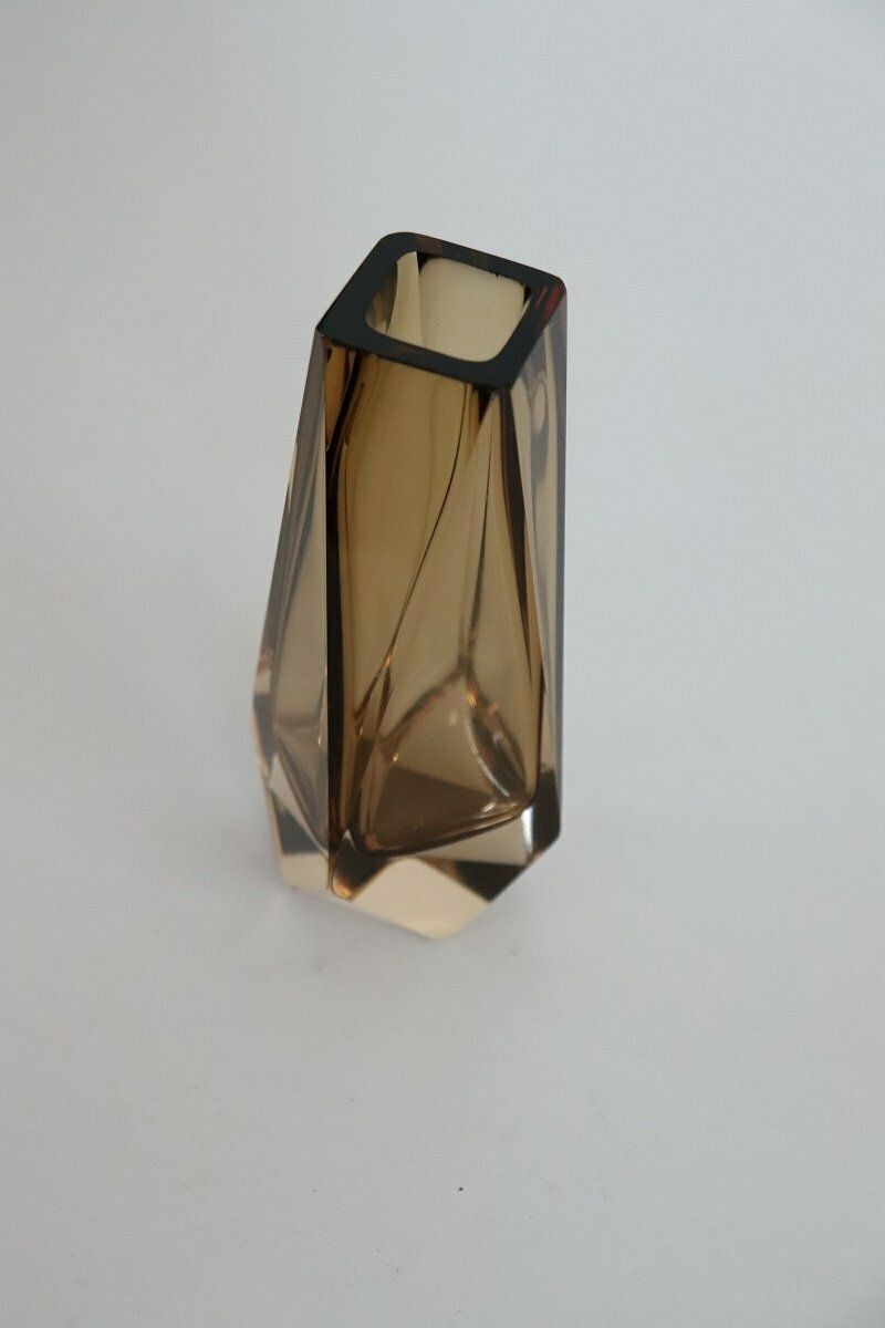 Murano Art Glass Smoked Amber Vase By Alessandro Mandruzzato, 1960s photo vinterior