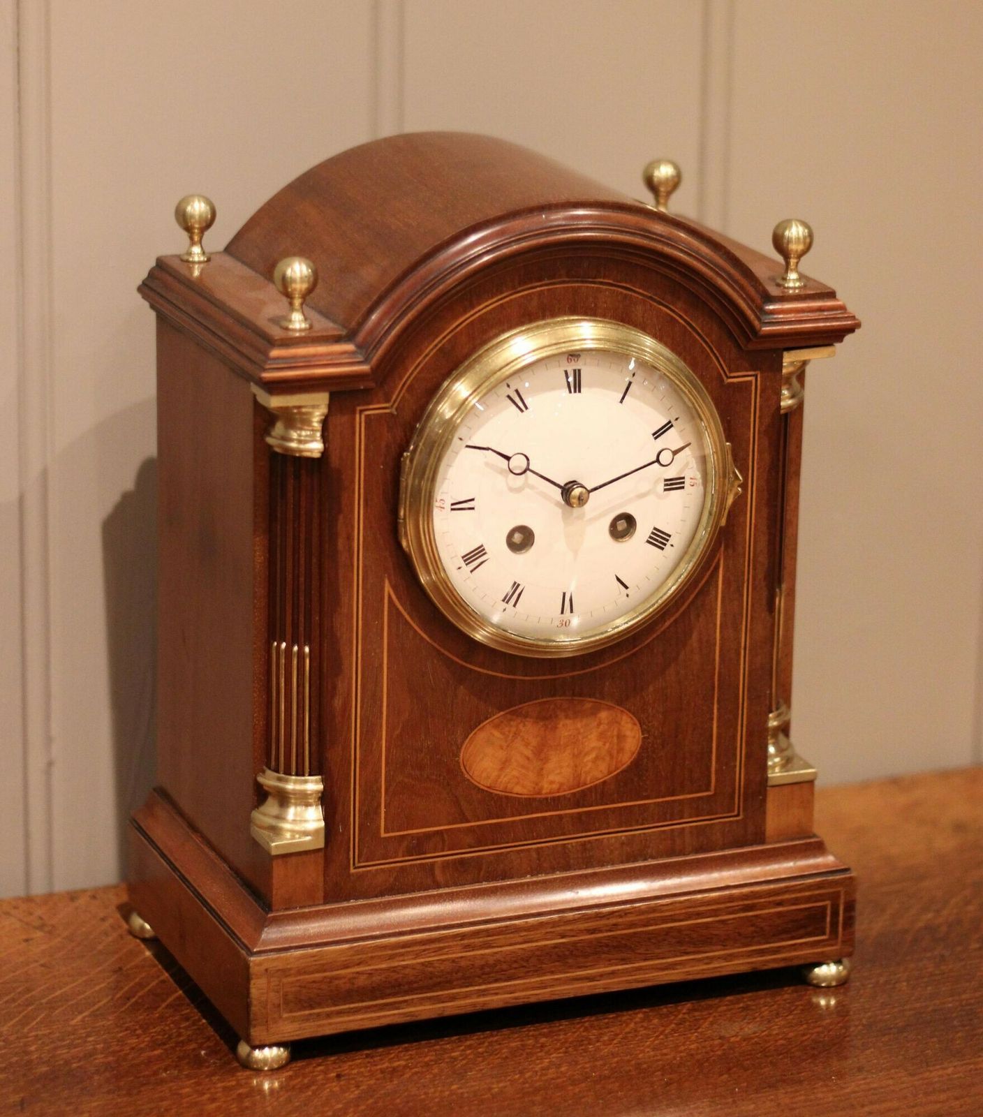 Mahogany And Inlay Arch Top Bracket Clock photo vinterior
