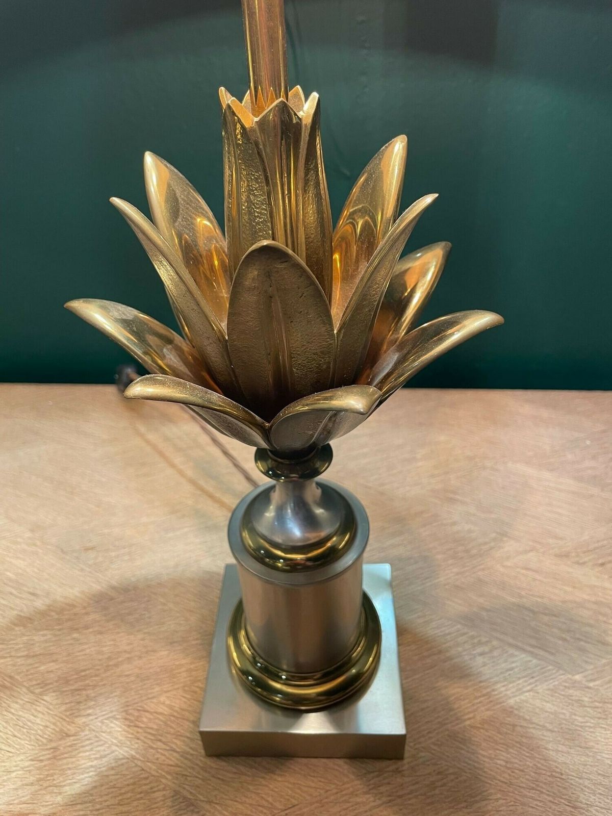 An Orignal 1960s Maison Charles "Lotus" Lamp With Spun Metal Shade photo Lighting