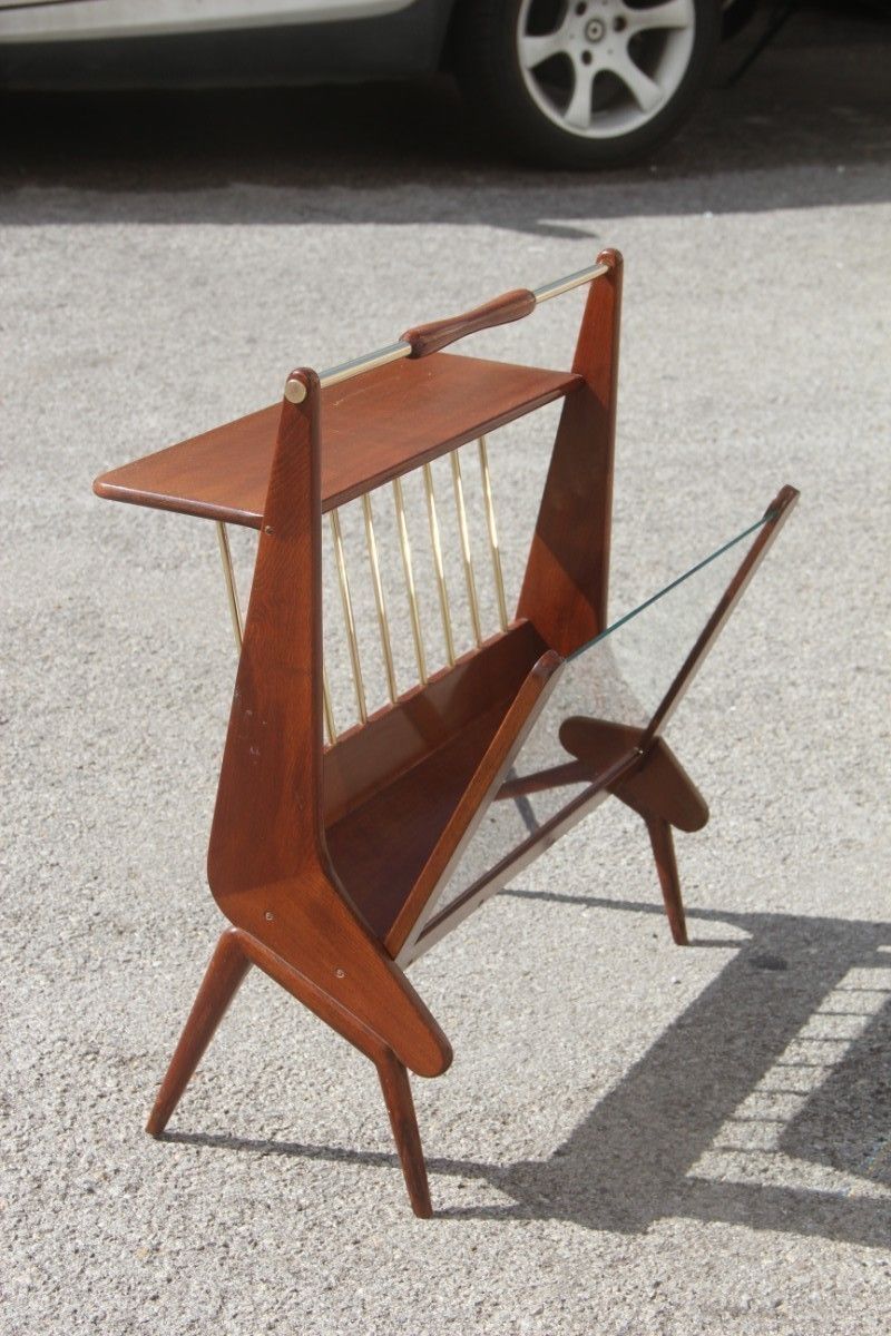 Magazine Rack In Shaped Wood From The 1950s Italian Design Cesare Lacca  photo 1080.0