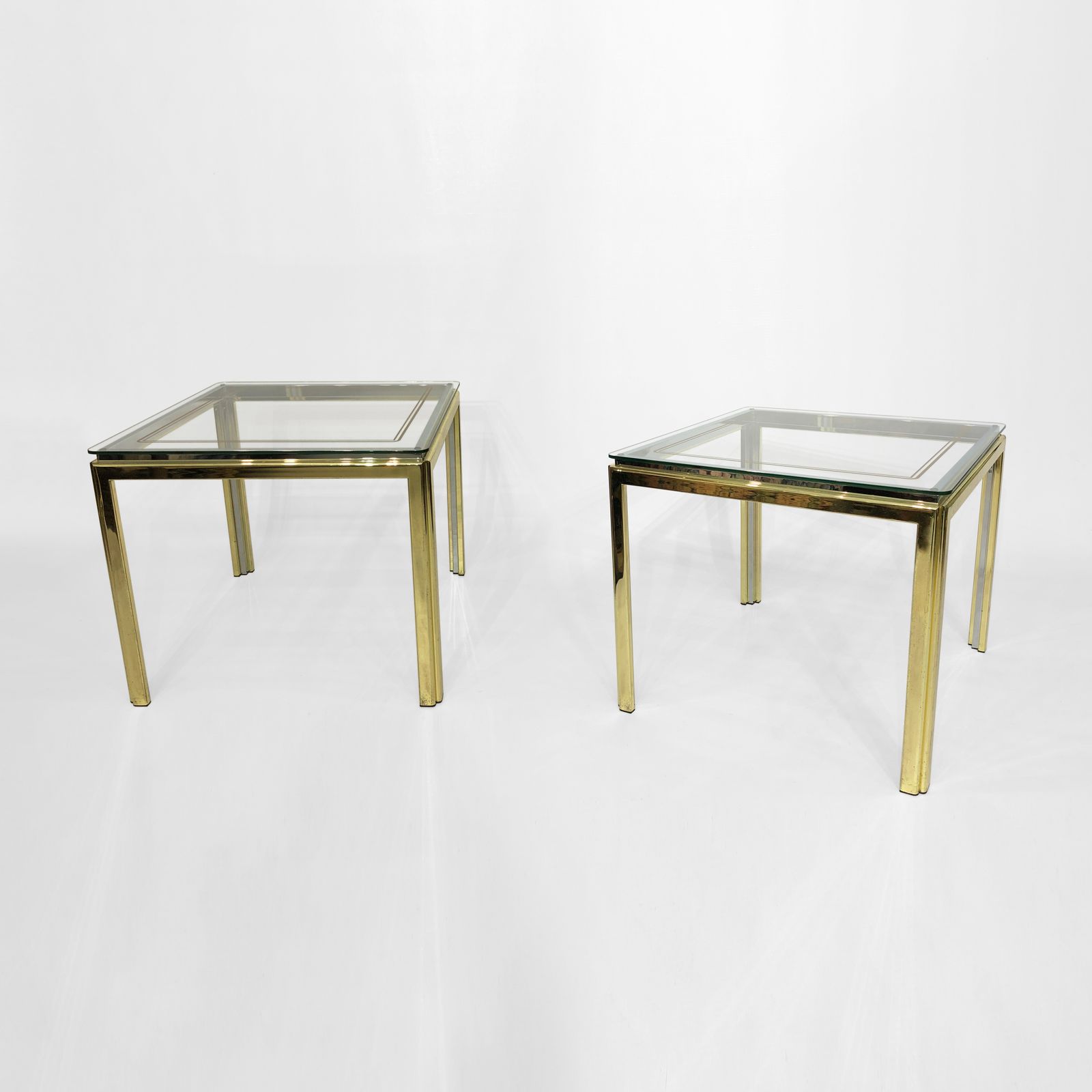 photo vinterior 1970s Brass And Chrome Side Table Renato Zevi Glass