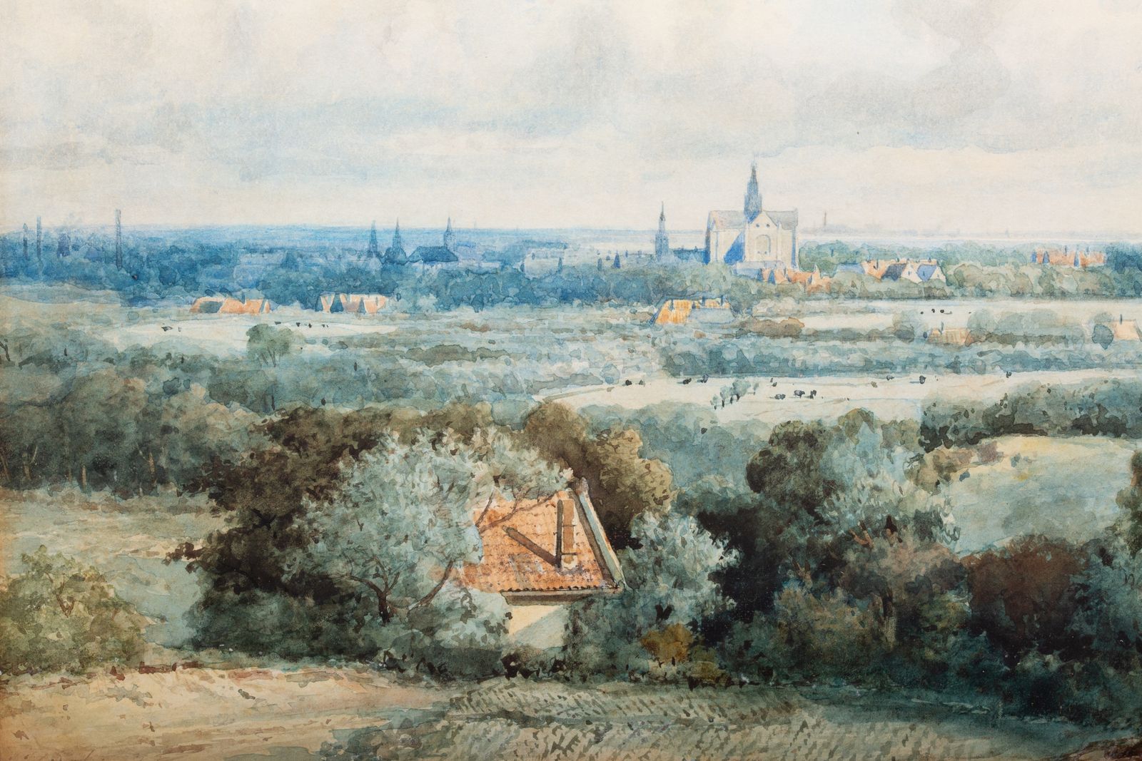 'View Of Haarlem With The St. Bavo' By Johannes Joseph Destrée ( 1827 – 1888 ) photo vinterior