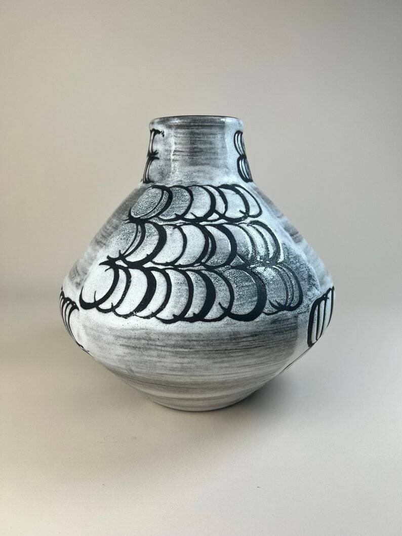 Swiss Pottery Vase , Ziegler Schaffhausen Ceramic Ufo Vase, Made In Switzerland