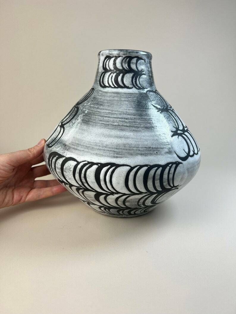 Swiss Pottery Vase , Ziegler Schaffhausen Ceramic Ufo Vase, Made In Switzerland photo buy