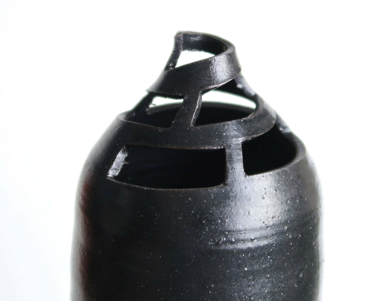Small Belgian Black Ceramic Vase, 1970s / Signed Koos Or Roos, Minimalist Decor photo 179.0