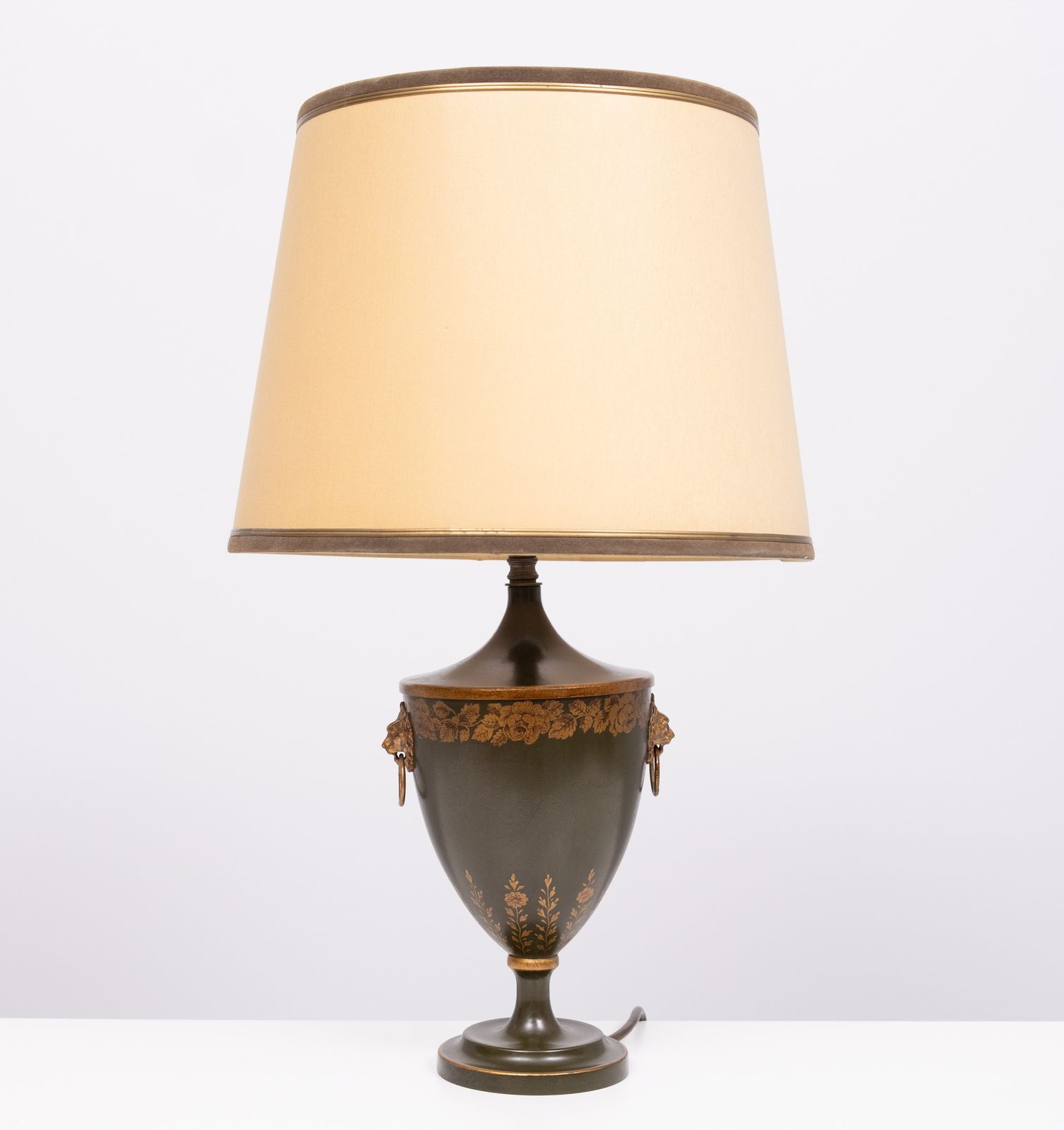 Beautiful Metal Green Painted Tôle Table Lamp 1960s France photo buy