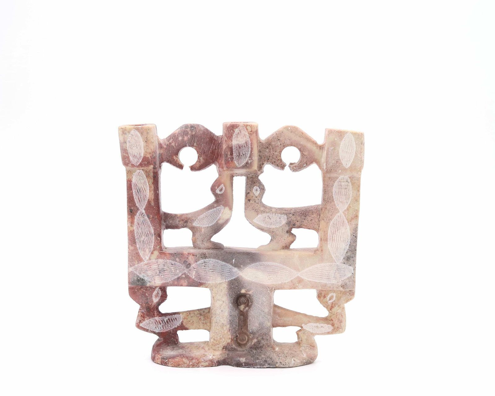 Moroccan Candleholder, Carved Stone With Birds, 1970s / Candle Holder, Boho Chic, Candlestick, Folk, Morocco, Sculpture, Bohemian photo furniture