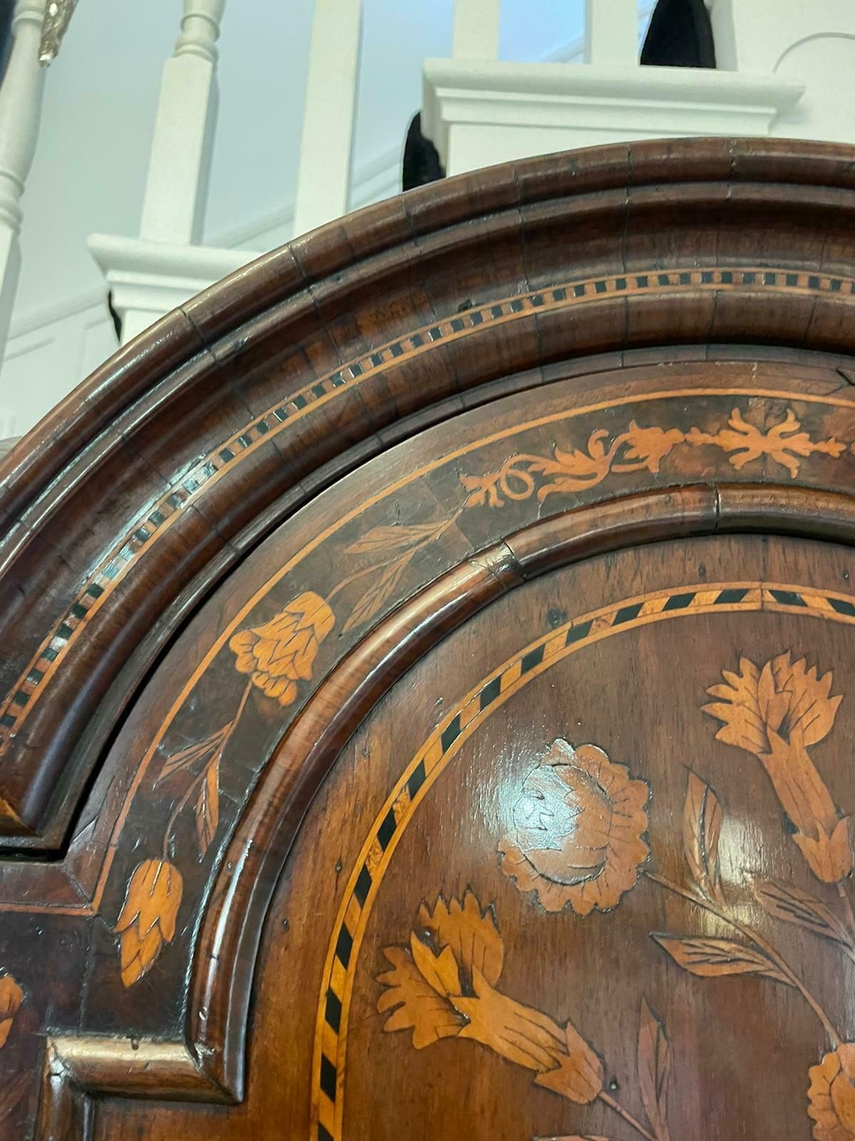 Antique William And Mary Outstanding Quality Burr Walnut Inlaid Marquetry Double Dome Bookcase photo Furniture