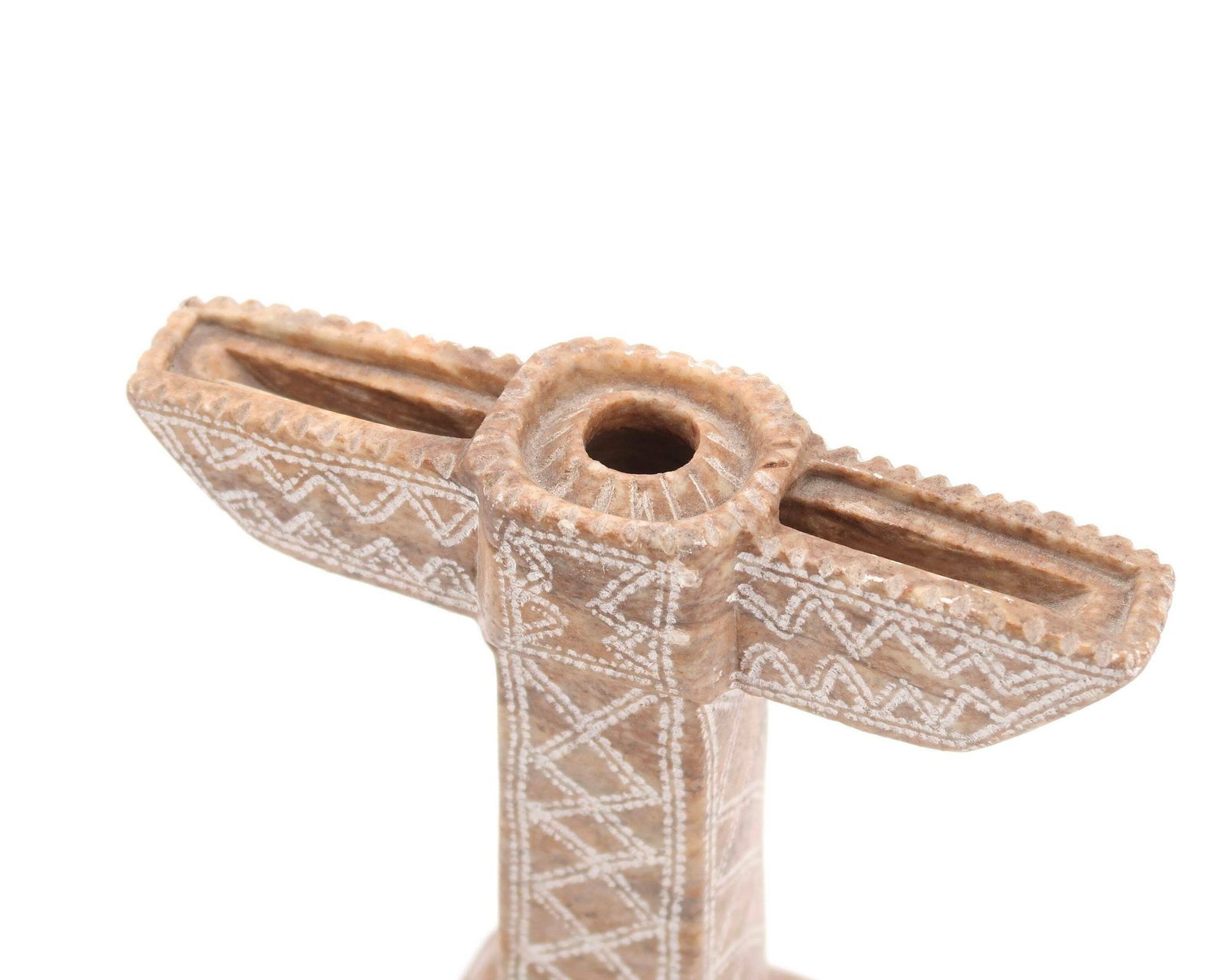 Moroccan Candleholder, Carved Stone With Scarified Decor, 1970s / Candle Holder, Boho Chic, Candlestick, Folk, Morocco, Sculpture, Totem photo Home Decor