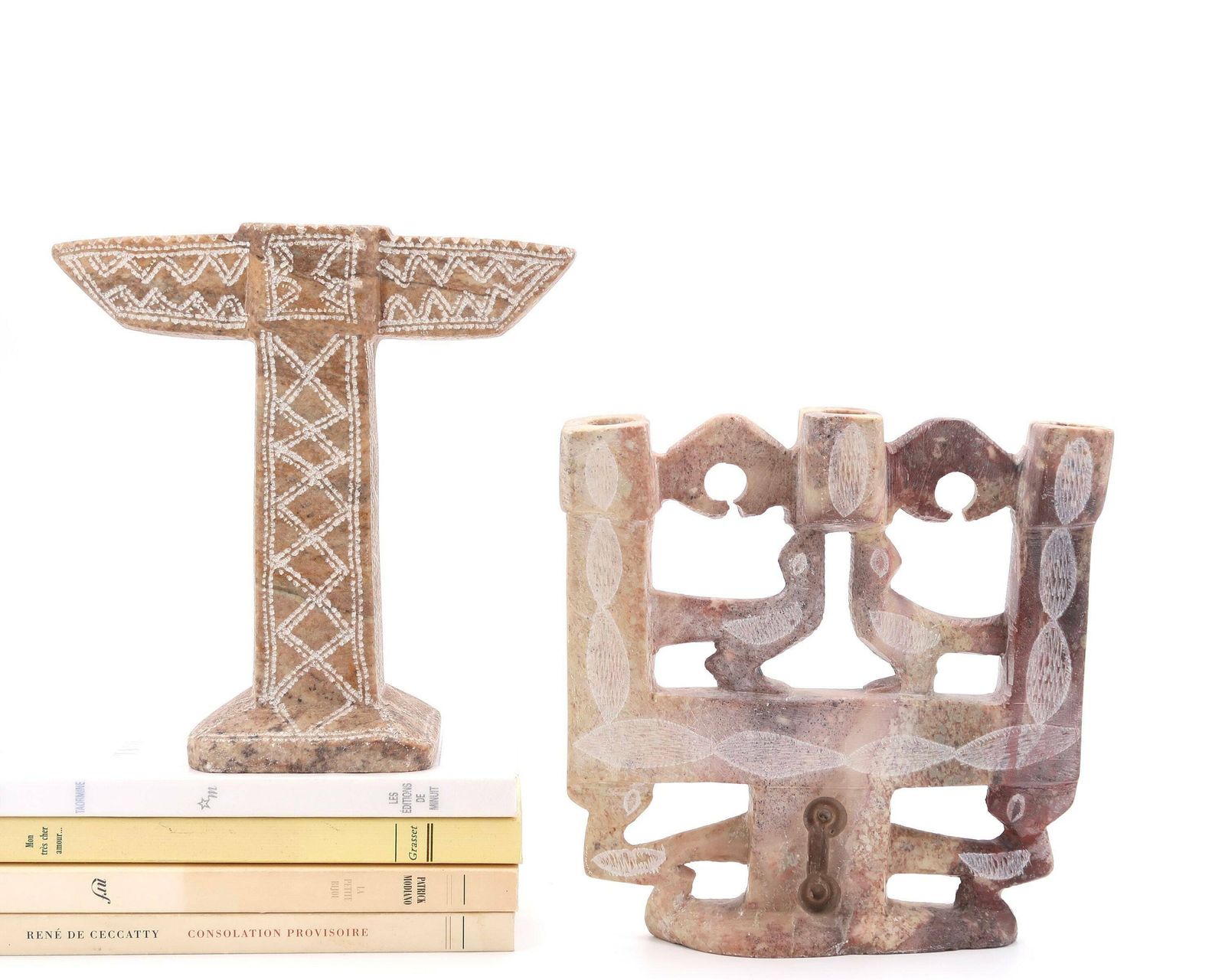 Moroccan Candleholder, Carved Stone With Scarified Decor, 1970s / Candle Holder, Boho Chic, Candlestick, Folk, Morocco, Sculpture, Totem photo buy