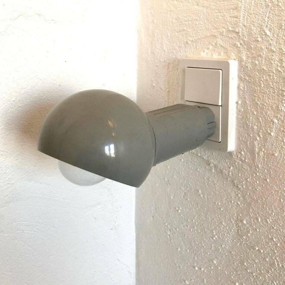 Dutch Vintage Postmodern 1980s Minimalist Spotlight Wall Lamp For Outlet In Grey Metal And Plastic   Design By Happylight photo Lighting