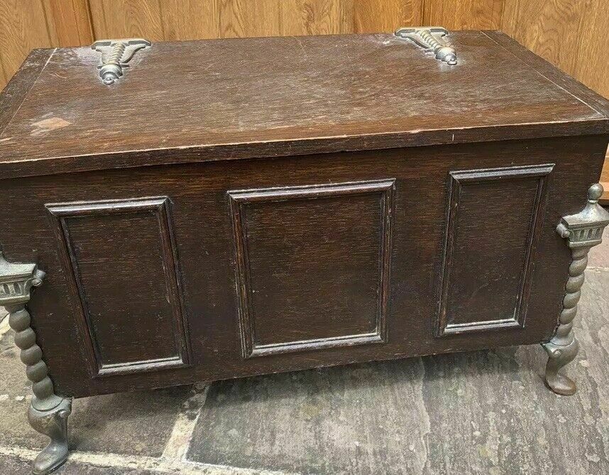 An Early 20th Century Oak And Brass Mounted Fuel Box
