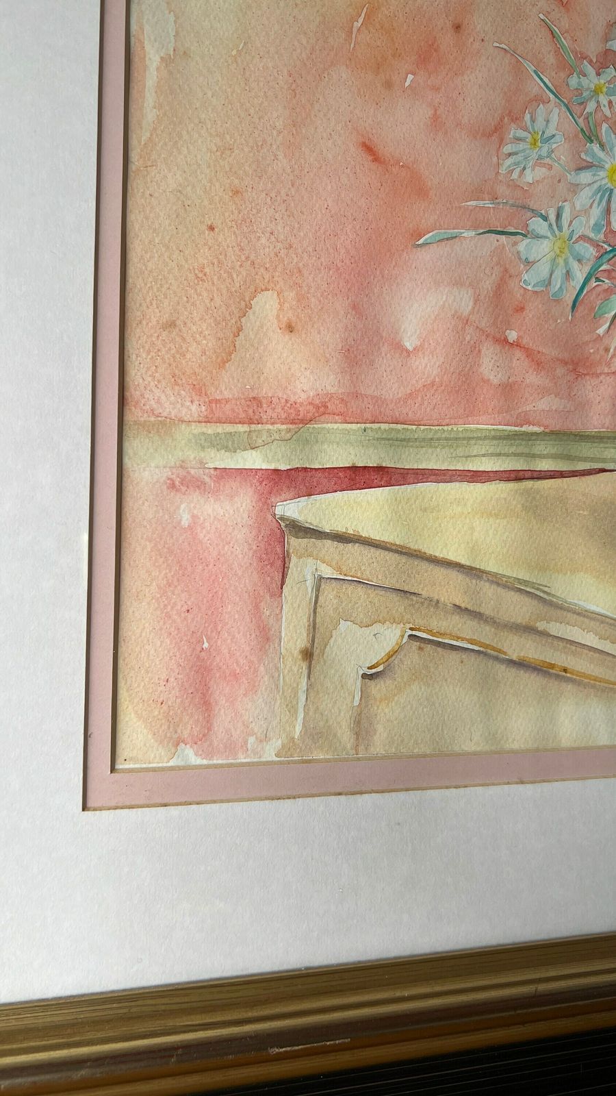 Extra Large Original Watercolour Still Life Painting Depicting Flower Vase On A Table photo buy