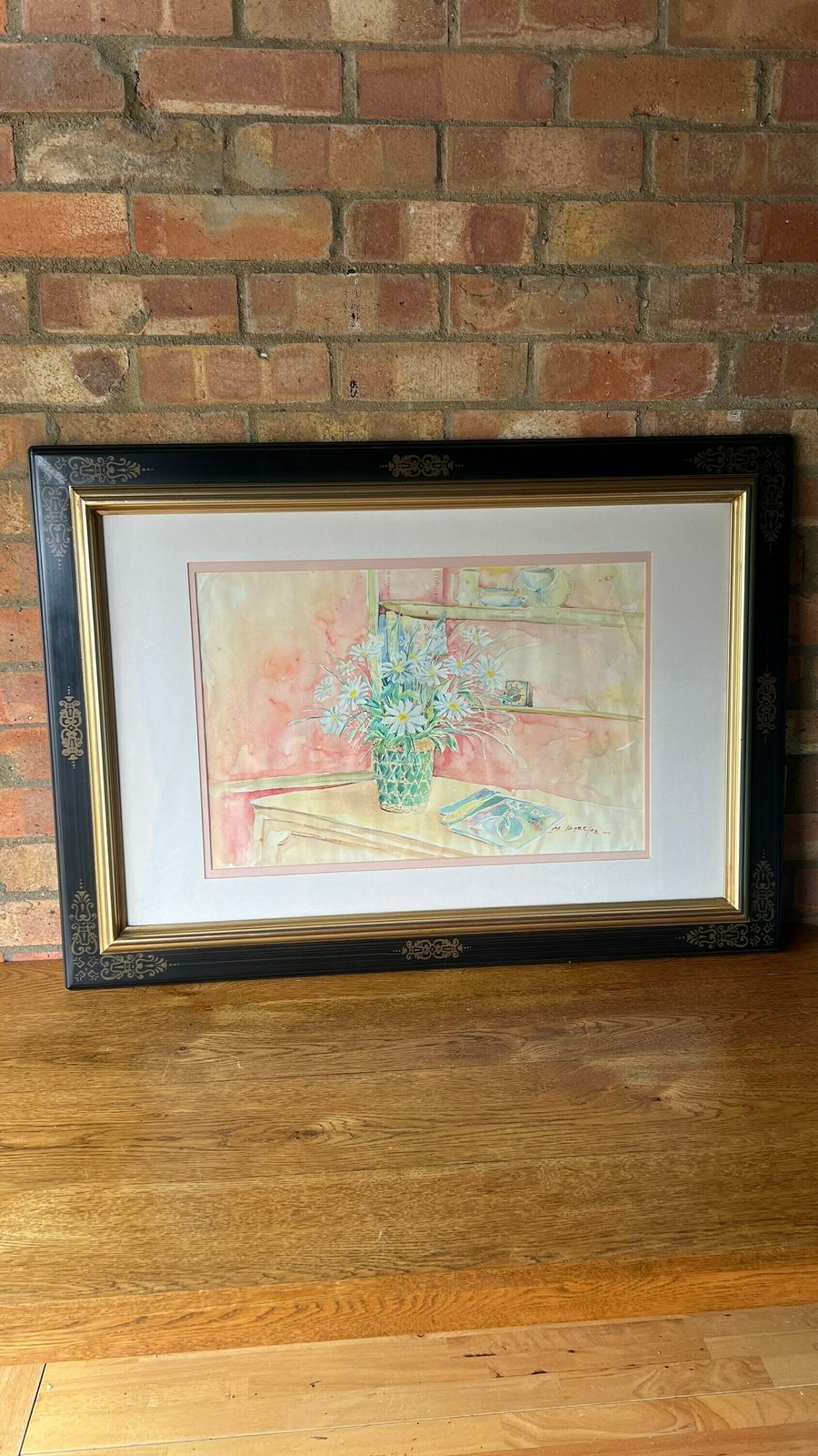 photo for sale Extra Large Original Watercolour Still Life Painting Depicting Flower Vase On A Table
