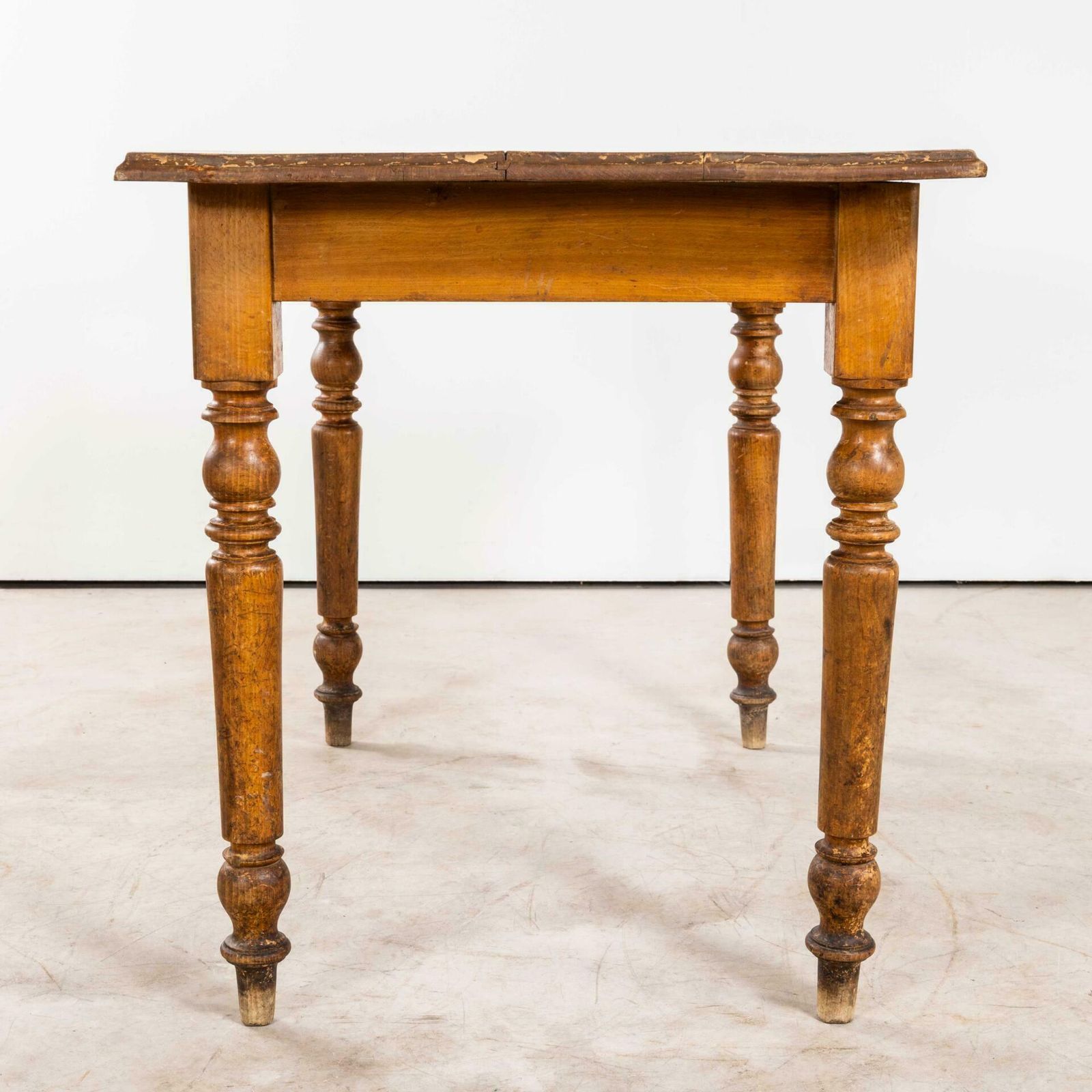 1940’s Original French Fruitwood Compact Dining Table – Bobbin Leg photo for sale