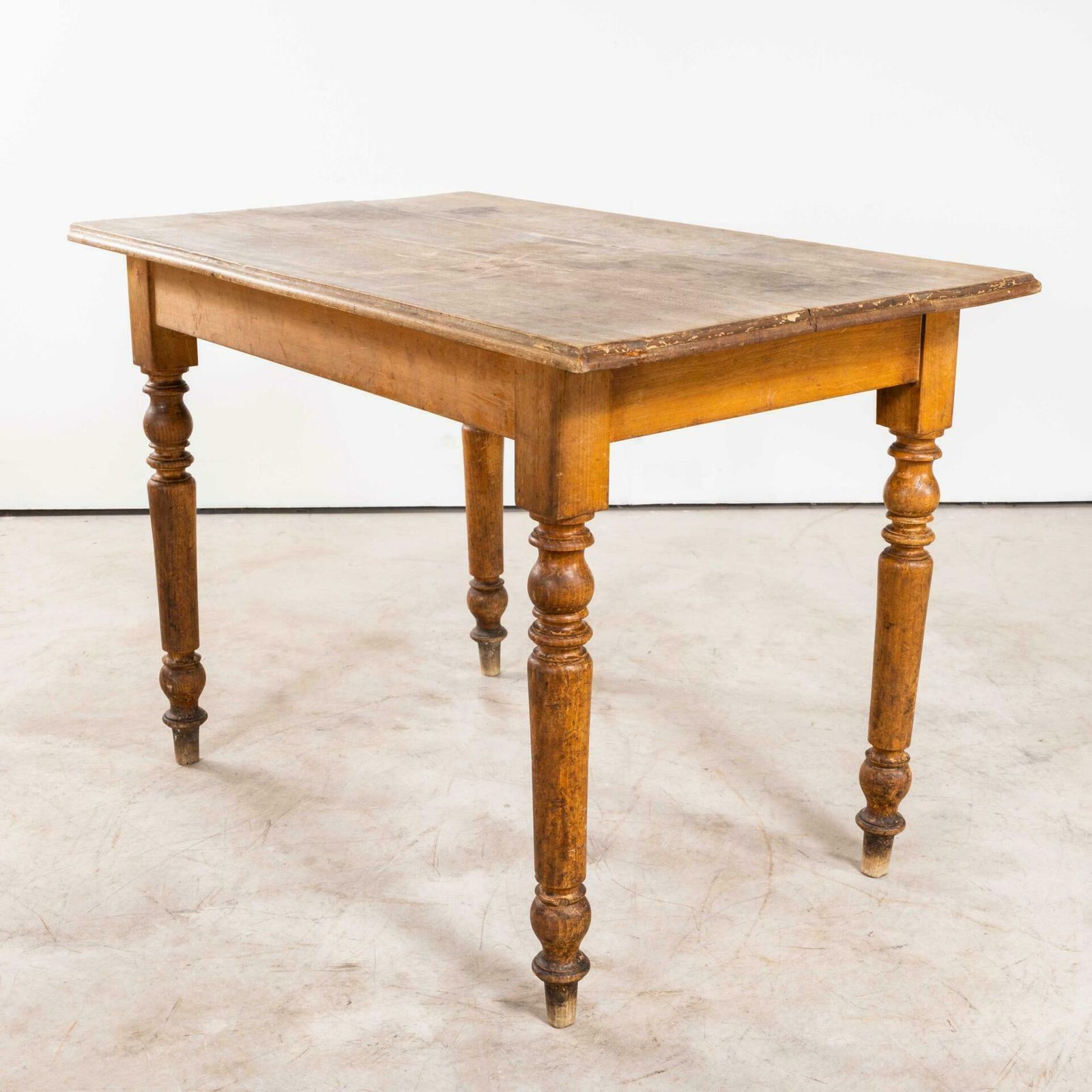 1940’s Original French Fruitwood Compact Dining Table – Bobbin Leg photo vinterior