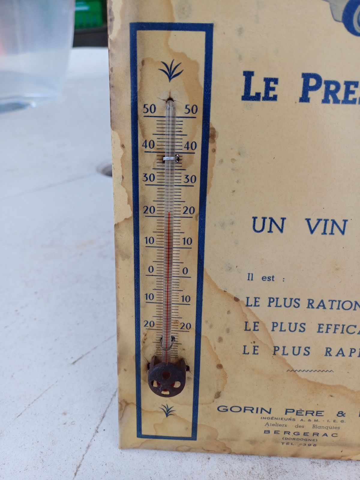Tole Plate Pub A.Gorin In Bergerac Calendar And Thermometer photo buy