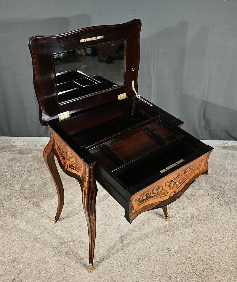 Rosewood And Palisander Workbench, Louis XV Style, Napoleon III Period – Mid 19th Century photo Furniture