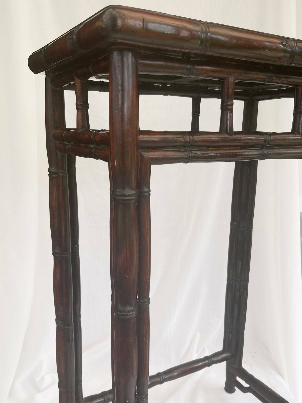 Antique Chinese Hardwood 'Bamboo' High Table Late Qing Dynasty, Dark Brown Late 1800's photo furniture