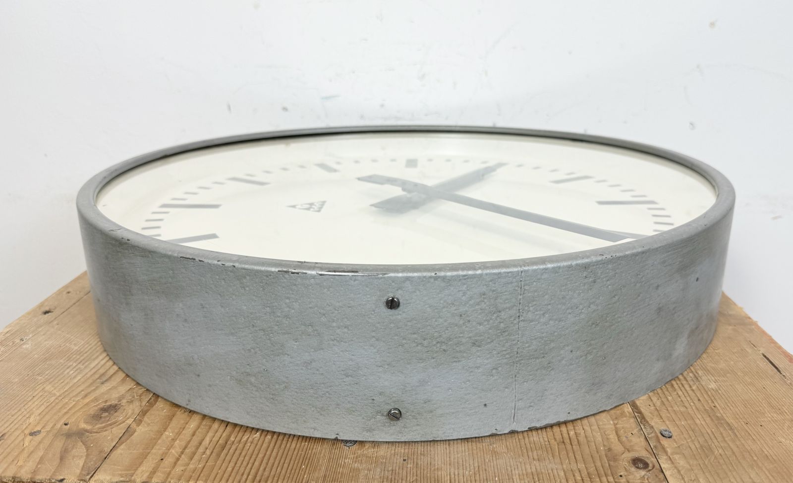 Huge Grey Industrial Factory Wall Clock From Pragotron, 1960s photo 459.0