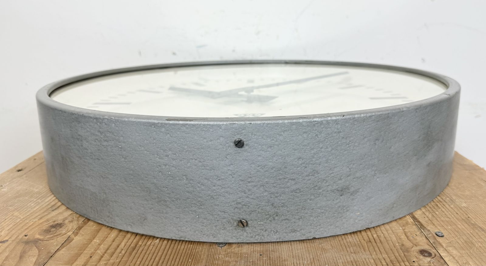 photo furniture Huge Grey Industrial Factory Wall Clock From Pragotron, 1960s