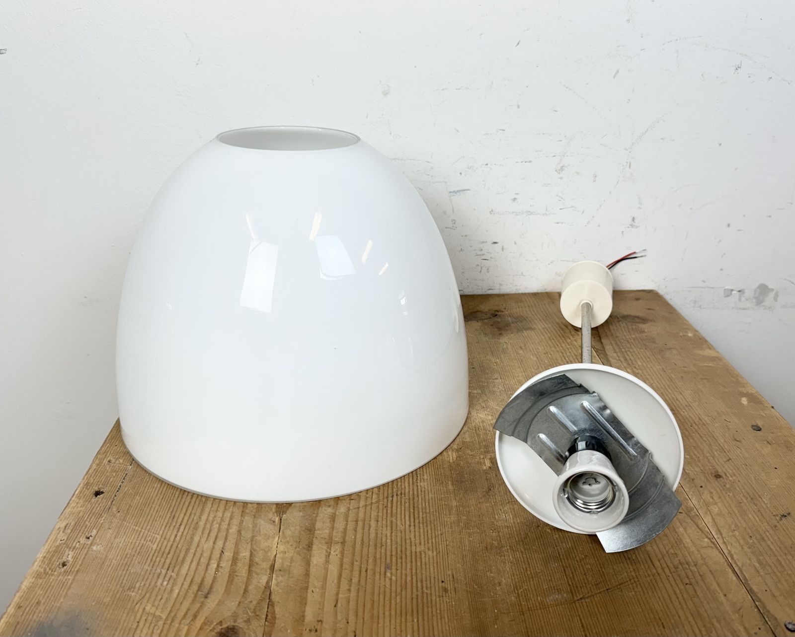 Vintage Chandelier With Milk Glass From Elektrosvit, 1960s, 2x photo furniture