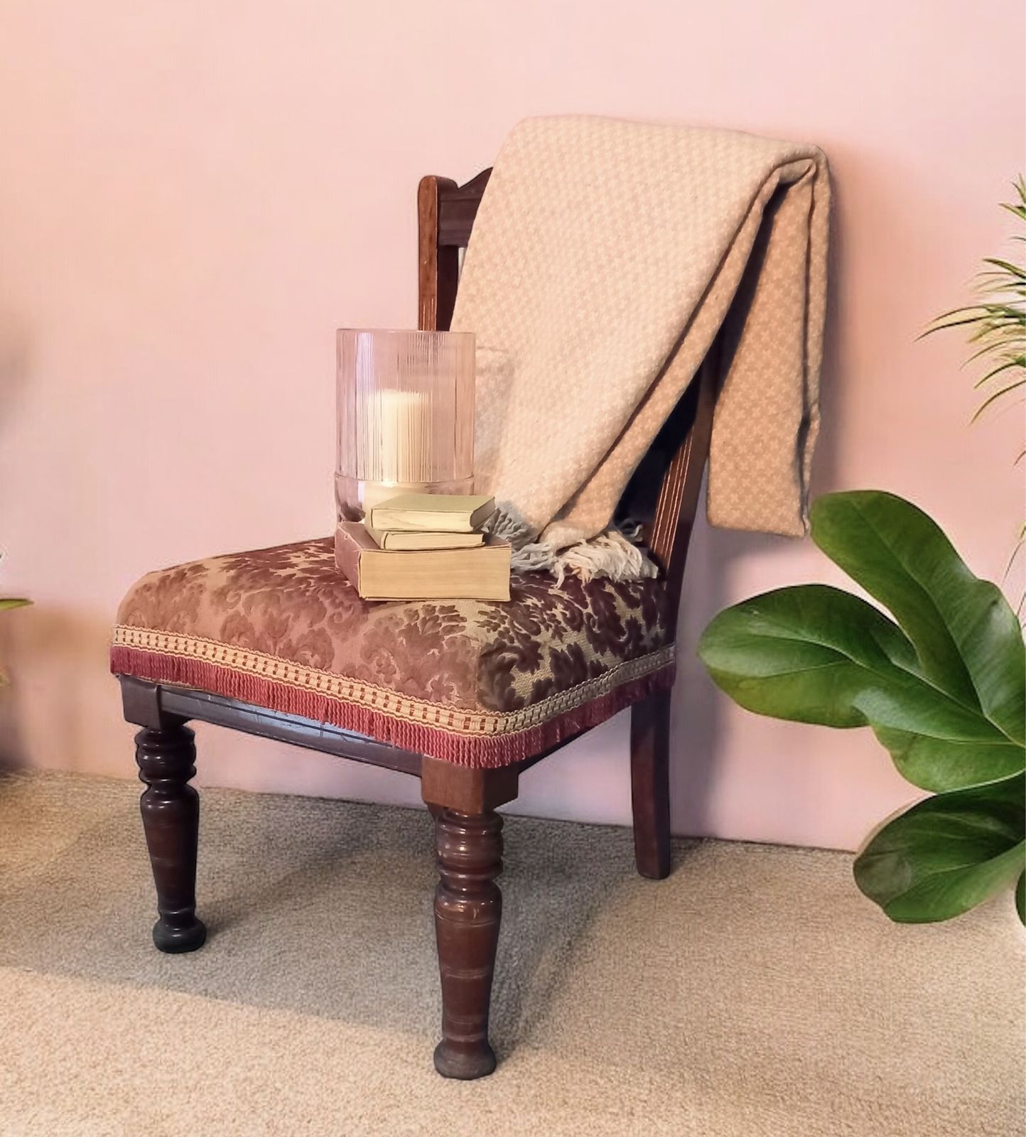 Victorian Red And Gold Side Chair
