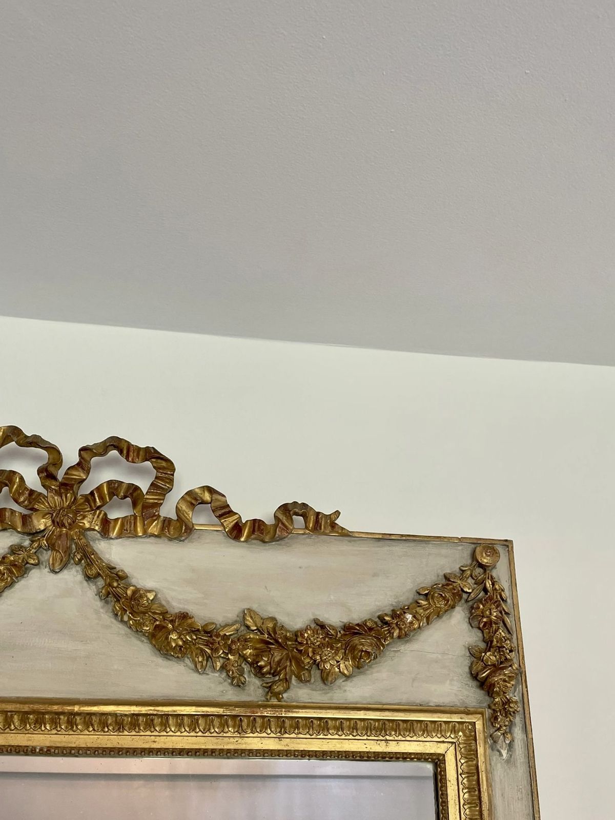 Large Antique 19th Century Quality Giltwood And White Painted Overmantle Mirror photo furniture